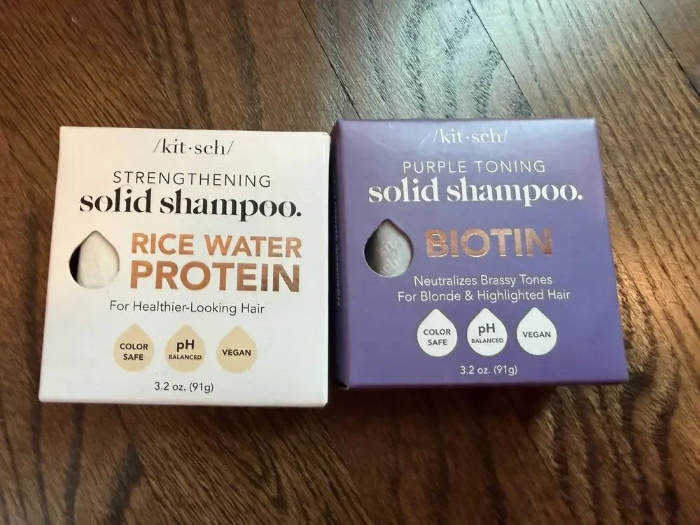Kitsch Set Of 2 Shampoo Bars Purple & Rice Water Protein NIB NEW